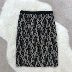 G by Guess Black Lace Pencil Skirt with Side Zip